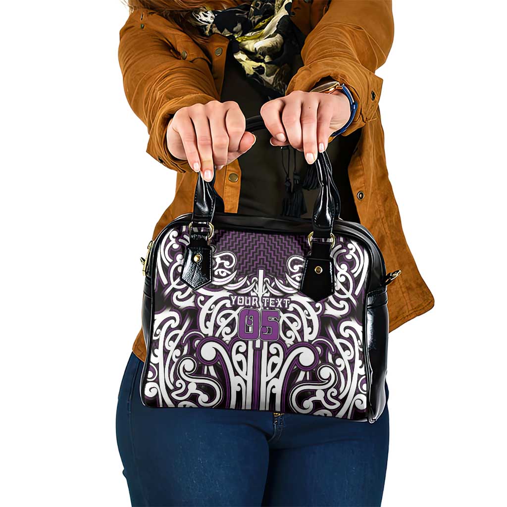 Custom Aotearoa Rangitane Shoulder Handbag Maori Tribal Pattern Mix Poutama LT05 One Size Purple - Polynesian Pride