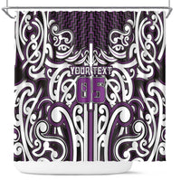 Custom Aotearoa Rangitane Shower Curtain Maori Tribal Pattern Mix Poutama LT05 Purple - Polynesian Pride