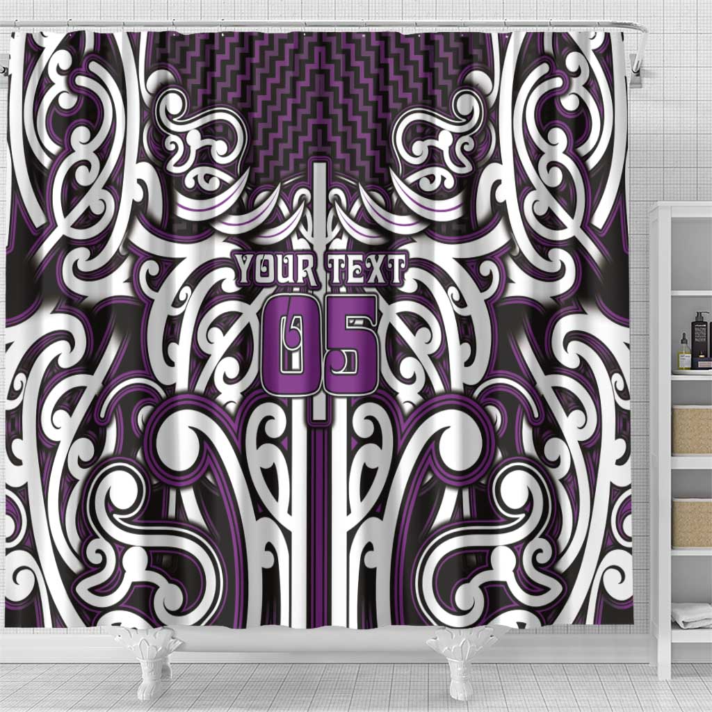 Custom Aotearoa Rangitane Shower Curtain Maori Tribal Pattern Mix Poutama LT05 - Polynesian Pride