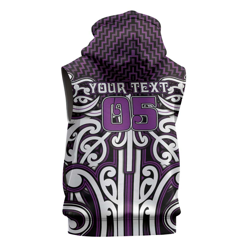 Custom Aotearoa Rangitane Sleeveless Hoodie Maori Tribal Pattern Mix Poutama LT05 - Polynesian Pride
