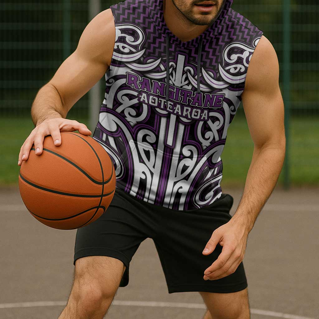 Custom Aotearoa Rangitane Sleeveless Hoodie Maori Tribal Pattern Mix Poutama LT05 - Polynesian Pride