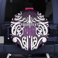 Custom Aotearoa Rangitane Spare Tire Cover Maori Tribal Pattern Mix Poutama LT05 No hole Purple - Polynesian Pride