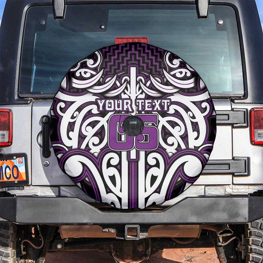 Custom Aotearoa Rangitane Spare Tire Cover Maori Tribal Pattern Mix Poutama LT05 Purple - Polynesian Pride