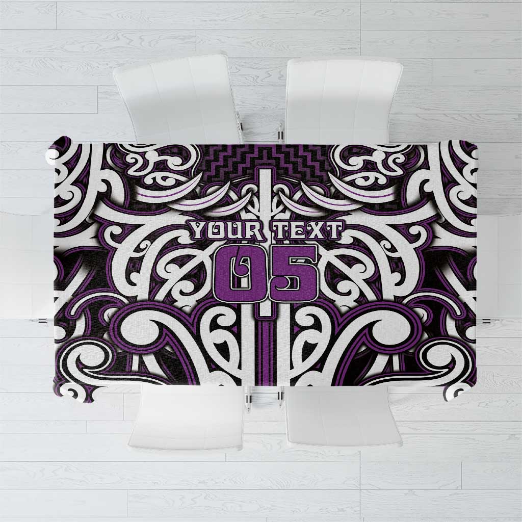 Custom Aotearoa Rangitane Tablecloth Maori Tribal Pattern Mix Poutama LT05 Purple - Polynesian Pride