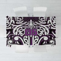 Custom Aotearoa Rangitane Tablecloth Maori Tribal Pattern Mix Poutama LT05 Purple - Polynesian Pride