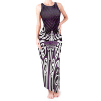 Custom Aotearoa Rangitane Tank Maxi Dress Maori Tribal Pattern Mix Poutama LT05 Women Purple - Polynesian Pride