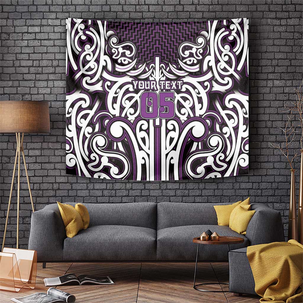 Custom Aotearoa Rangitane Tapestry Maori Tribal Pattern Mix Poutama LT05 Purple - Polynesian Pride
