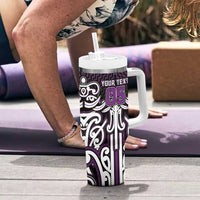Custom Aotearoa Rangitane Tumbler With Handle Maori Tribal Pattern Mix Poutama LT05 - Polynesian Pride