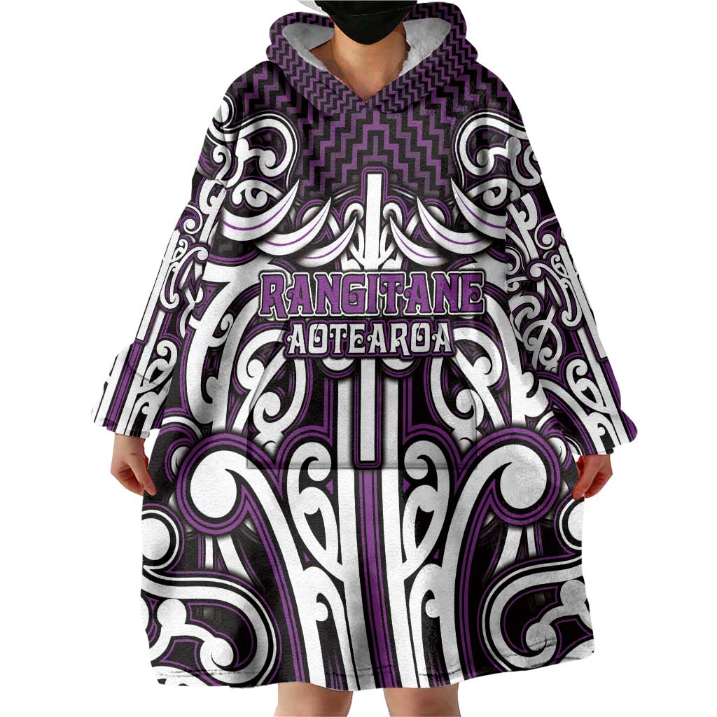 Custom Aotearoa Rangitane Wearable Blanket Hoodie Maori Tribal Pattern Mix Poutama LT05 - Polynesian Pride