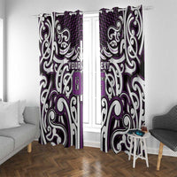 Custom Aotearoa Rangitane Window Curtain Maori Tribal Pattern Mix Poutama LT05 With Grommets Purple - Polynesian Pride