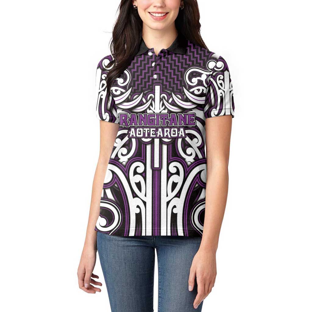 Custom Aotearoa Rangitane Women Polo Shirt Maori Tribal Pattern Mix Poutama LT05 - Polynesian Pride