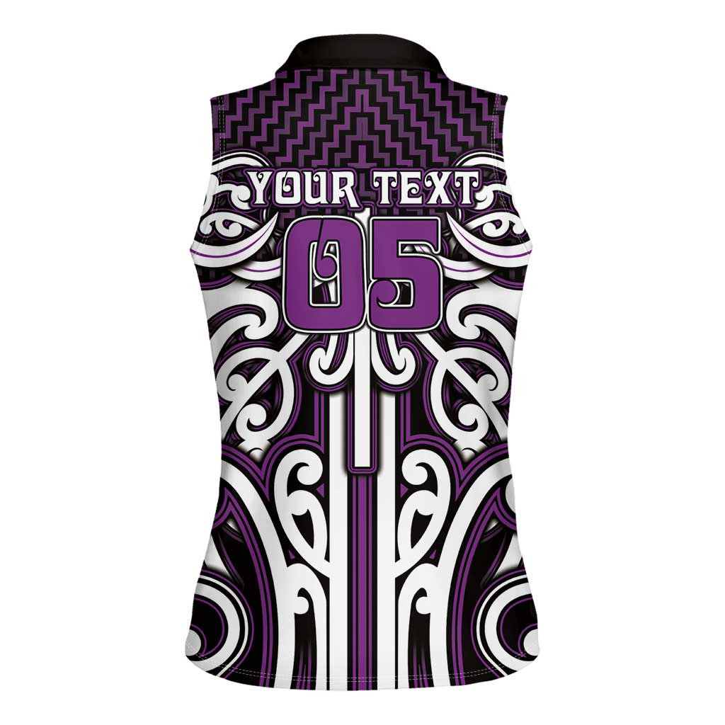 Custom Aotearoa Rangitane Women Sleeveless Polo Shirt Maori Tribal Pattern Mix Poutama LT05 - Polynesian Pride