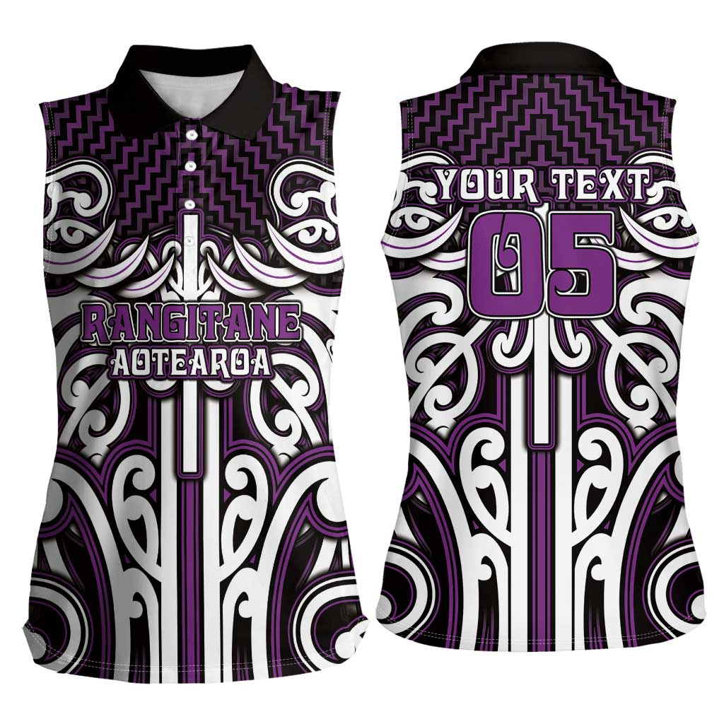 Custom Aotearoa Rangitane Women Sleeveless Polo Shirt Maori Tribal Pattern Mix Poutama LT05 - Polynesian Pride