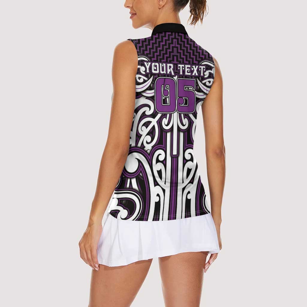 Custom Aotearoa Rangitane Women Sleeveless Polo Shirt Maori Tribal Pattern Mix Poutama LT05 - Polynesian Pride