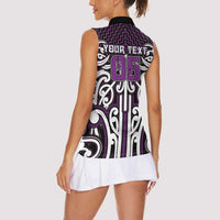 Custom Aotearoa Rangitane Women Sleeveless Polo Shirt Maori Tribal Pattern Mix Poutama LT05 - Polynesian Pride