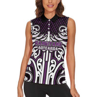 Custom Aotearoa Rangitane Women Sleeveless Polo Shirt Maori Tribal Pattern Mix Poutama LT05 - Polynesian Pride