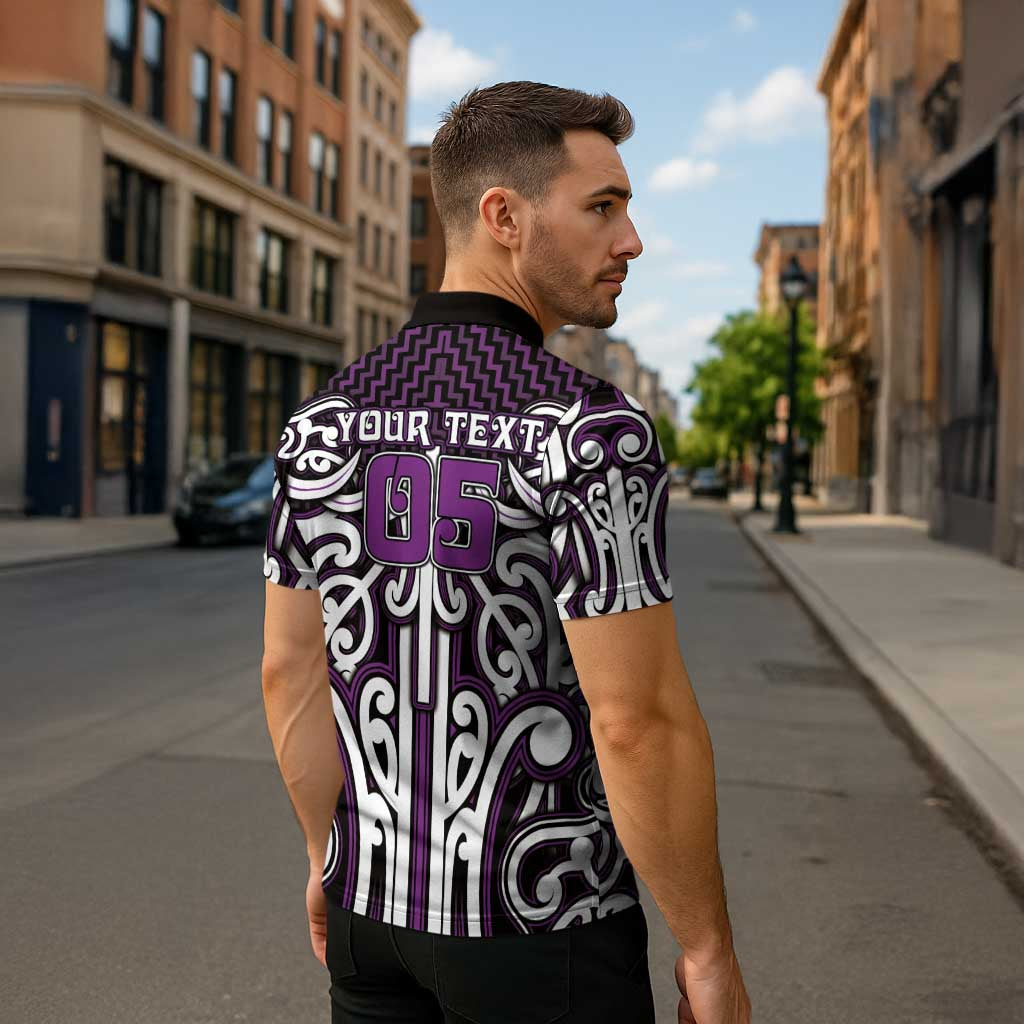 Custom Aotearoa Rangitane Zipper Polo Shirt Maori Tribal Pattern Mix Poutama LT05 - Polynesian Pride