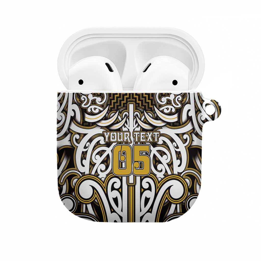 Custom Aotearoa Taranaki AirPods Case Maori Tribal Pattern Mix Poutama LT05 Yellow - Polynesian Pride