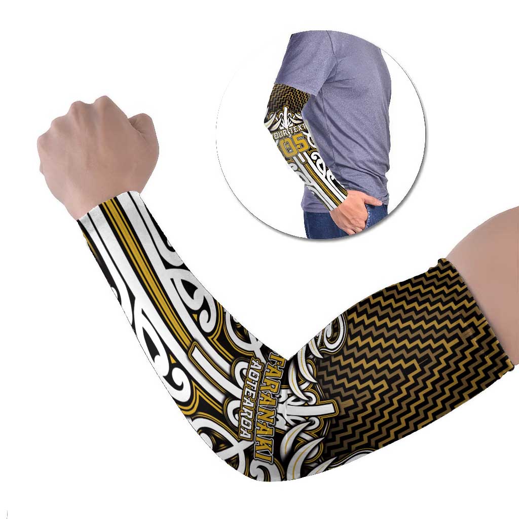 Custom Aotearoa Taranaki Arm Sleeves Maori Tribal Pattern Mix Poutama LT05 Set of 2 Yellow - Polynesian Pride