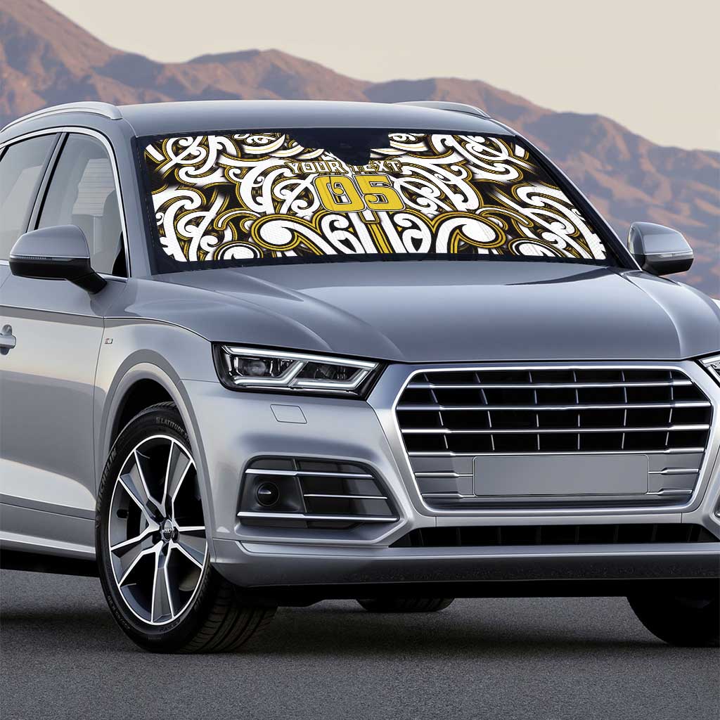 Custom Aotearoa Taranaki Auto Sun Shade Maori Tribal Pattern Mix Poutama LT05 - Polynesian Pride