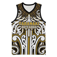 Custom Aotearoa Taranaki Basketball Jersey Maori Tribal Pattern Mix Poutama LT05 Unisex Yellow - Polynesian Pride