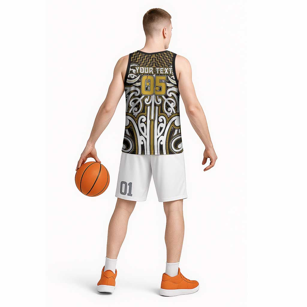 Custom Aotearoa Taranaki Basketball Jersey Maori Tribal Pattern Mix Poutama LT05 - Polynesian Pride