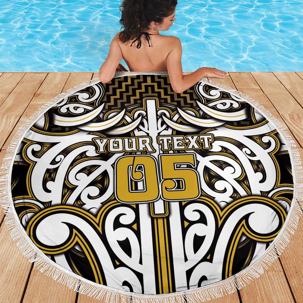 Custom Aotearoa Taranaki Beach Blanket Maori Tribal Pattern Mix Poutama LT05 - Polynesian Pride