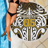Custom Aotearoa Taranaki Beach Blanket Maori Tribal Pattern Mix Poutama LT05 - Polynesian Pride