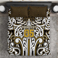 Custom Aotearoa Taranaki Bedding Set Maori Tribal Pattern Mix Poutama LT05 Yellow - Polynesian Pride