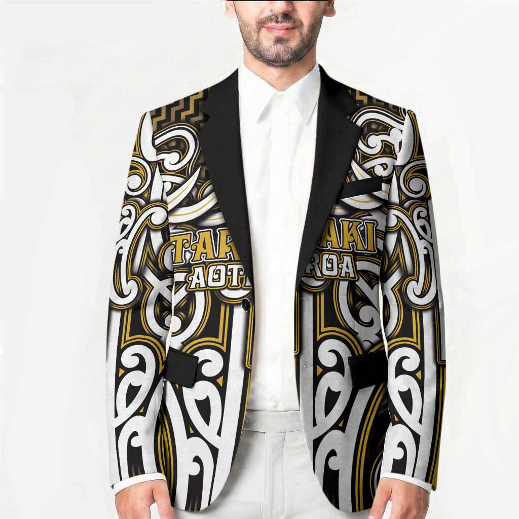 Custom Aotearoa Taranaki Blazer Maori Tribal Pattern Mix Poutama LT05 - Polynesian Pride