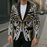Custom Aotearoa Taranaki Blazer Maori Tribal Pattern Mix Poutama LT05 - Polynesian Pride