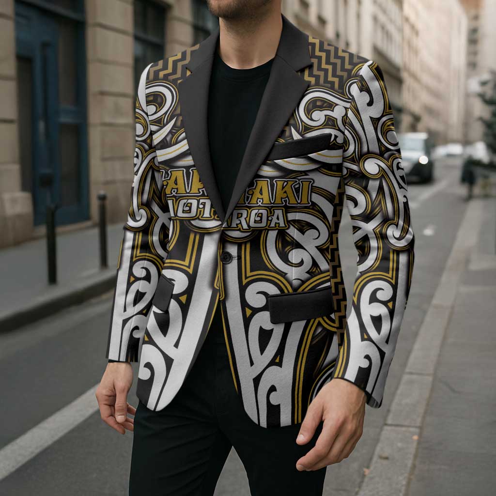 Custom Aotearoa Taranaki Blazer Maori Tribal Pattern Mix Poutama LT05 - Polynesian Pride