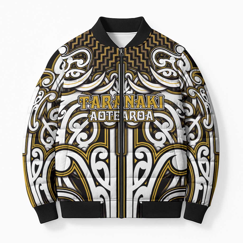 Custom Aotearoa Taranaki Bomber Puffer Jacket Maori Tribal Pattern Mix Poutama LT05 Unisex Yellow - Polynesian Pride