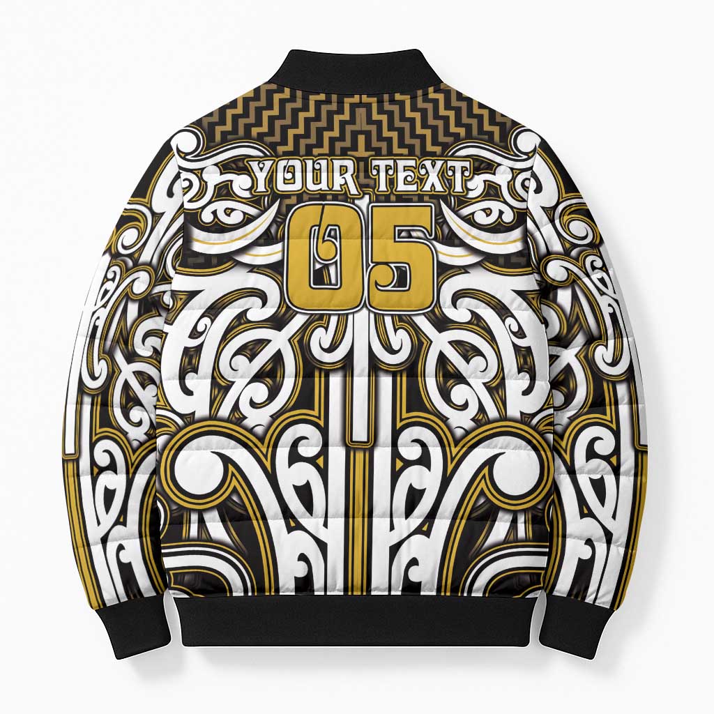 Custom Aotearoa Taranaki Bomber Puffer Jacket Maori Tribal Pattern Mix Poutama LT05 - Polynesian Pride