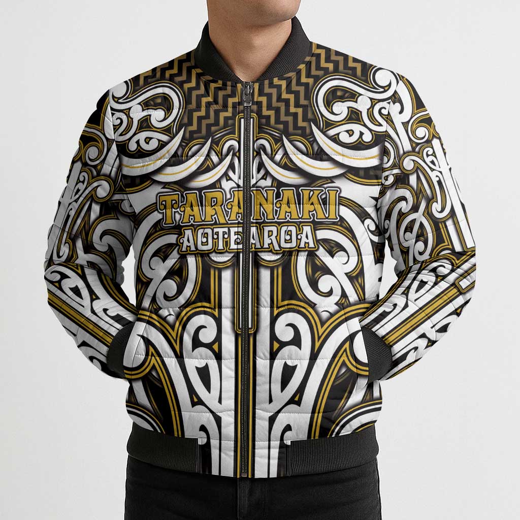 Custom Aotearoa Taranaki Bomber Puffer Jacket Maori Tribal Pattern Mix Poutama LT05 - Polynesian Pride