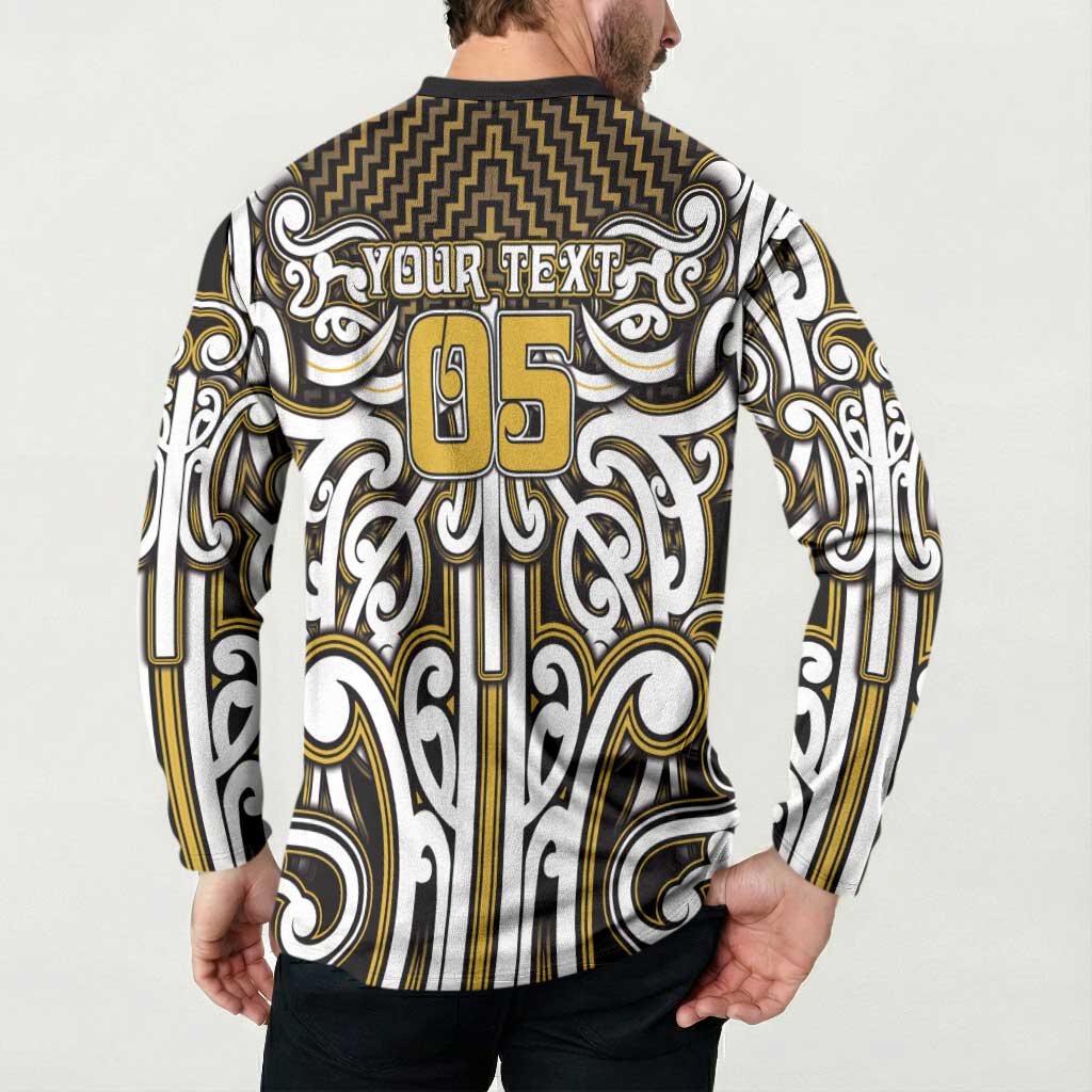Custom Aotearoa Taranaki Button Sweatshirt Maori Tribal Pattern Mix Poutama LT05 - Polynesian Pride