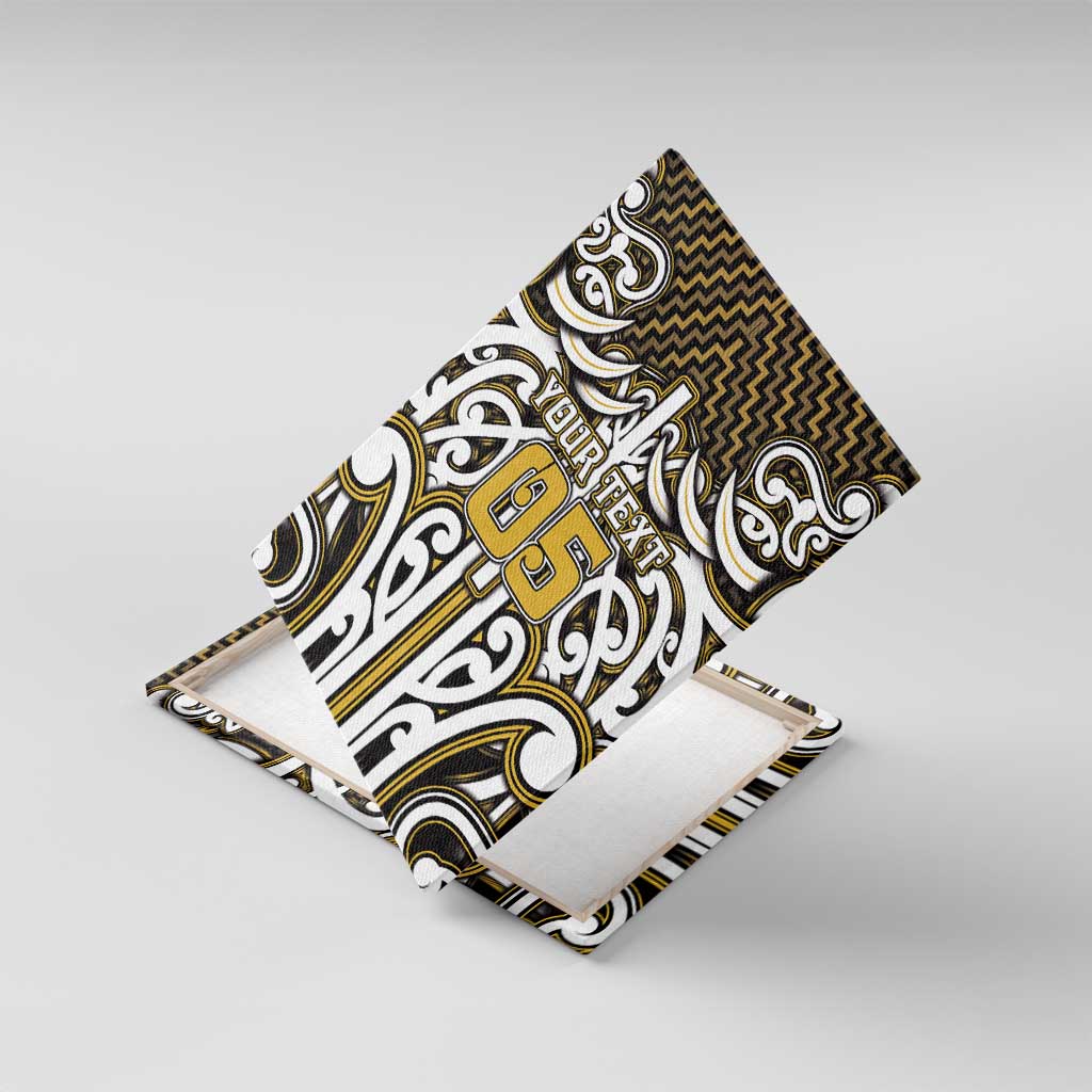 Custom Aotearoa Taranaki Canvas Wall Art Maori Tribal Pattern Mix Poutama LT05 With Frame Yellow - Polynesian Pride