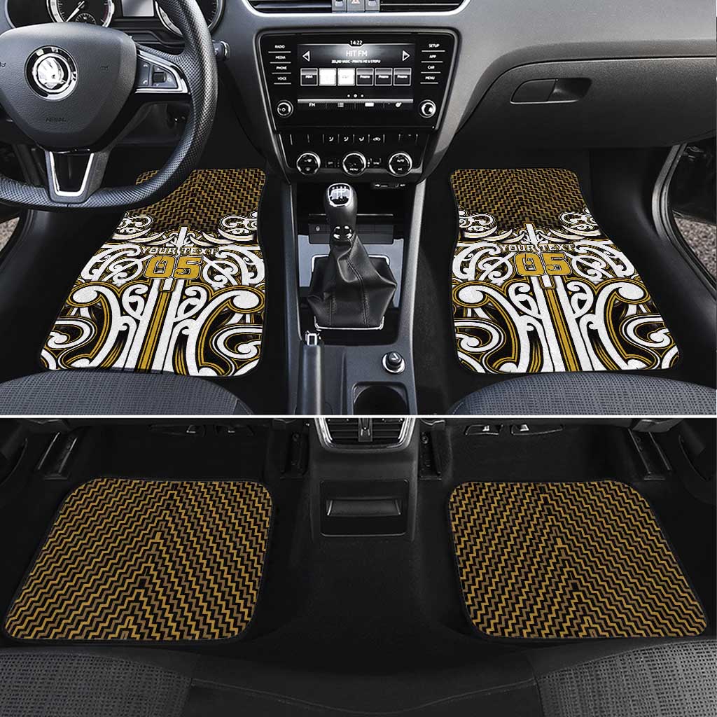 Custom Aotearoa Taranaki Car Mats Maori Tribal Pattern Mix Poutama LT05 Set 4pcs Yellow - Polynesian Pride