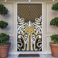 Custom Aotearoa Taranaki Door Cover Maori Tribal Pattern Mix Poutama LT05 Yellow - Polynesian Pride
