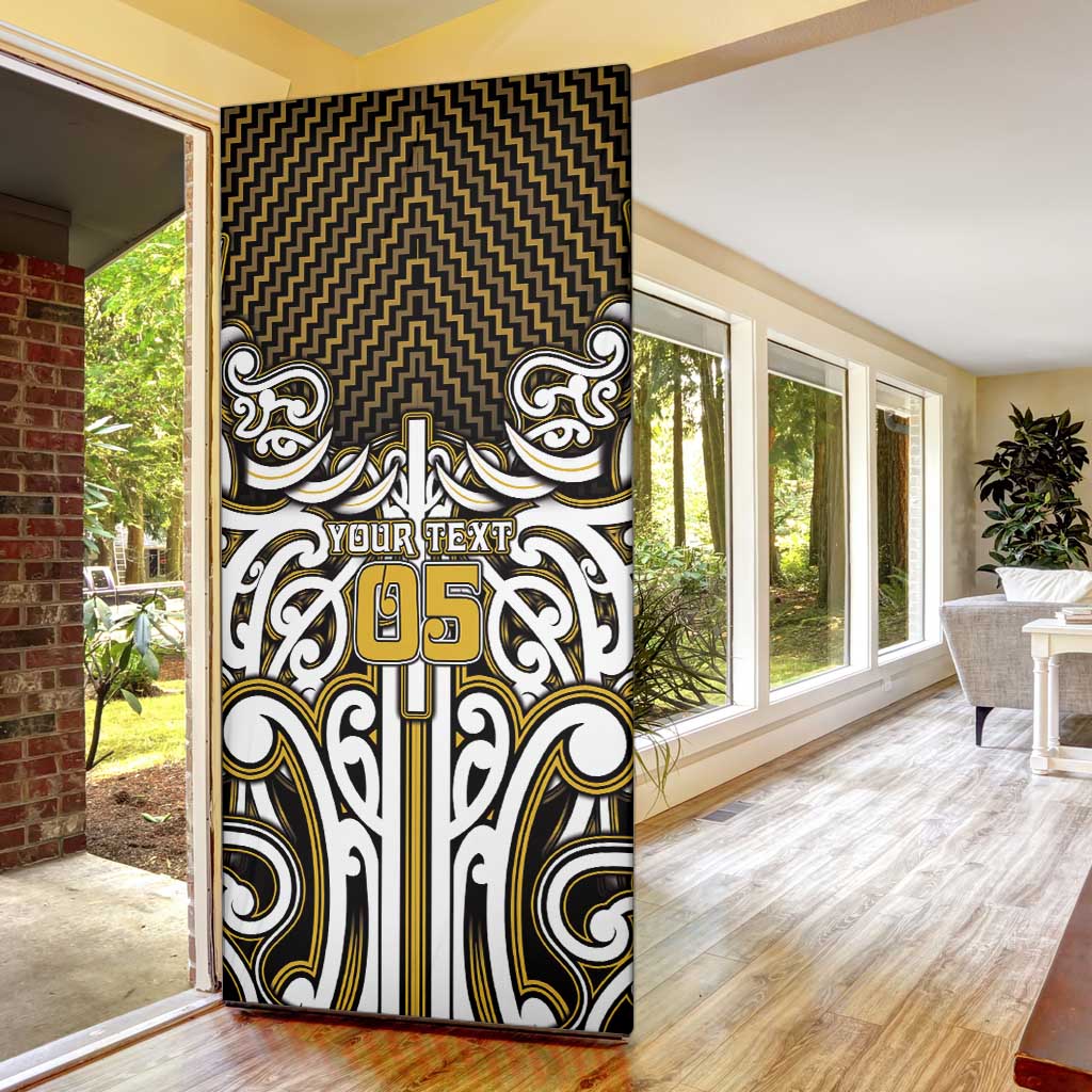 Custom Aotearoa Taranaki Door Cover Maori Tribal Pattern Mix Poutama LT05 - Polynesian Pride