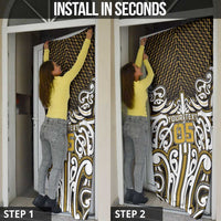 Custom Aotearoa Taranaki Door Cover Maori Tribal Pattern Mix Poutama LT05 - Polynesian Pride