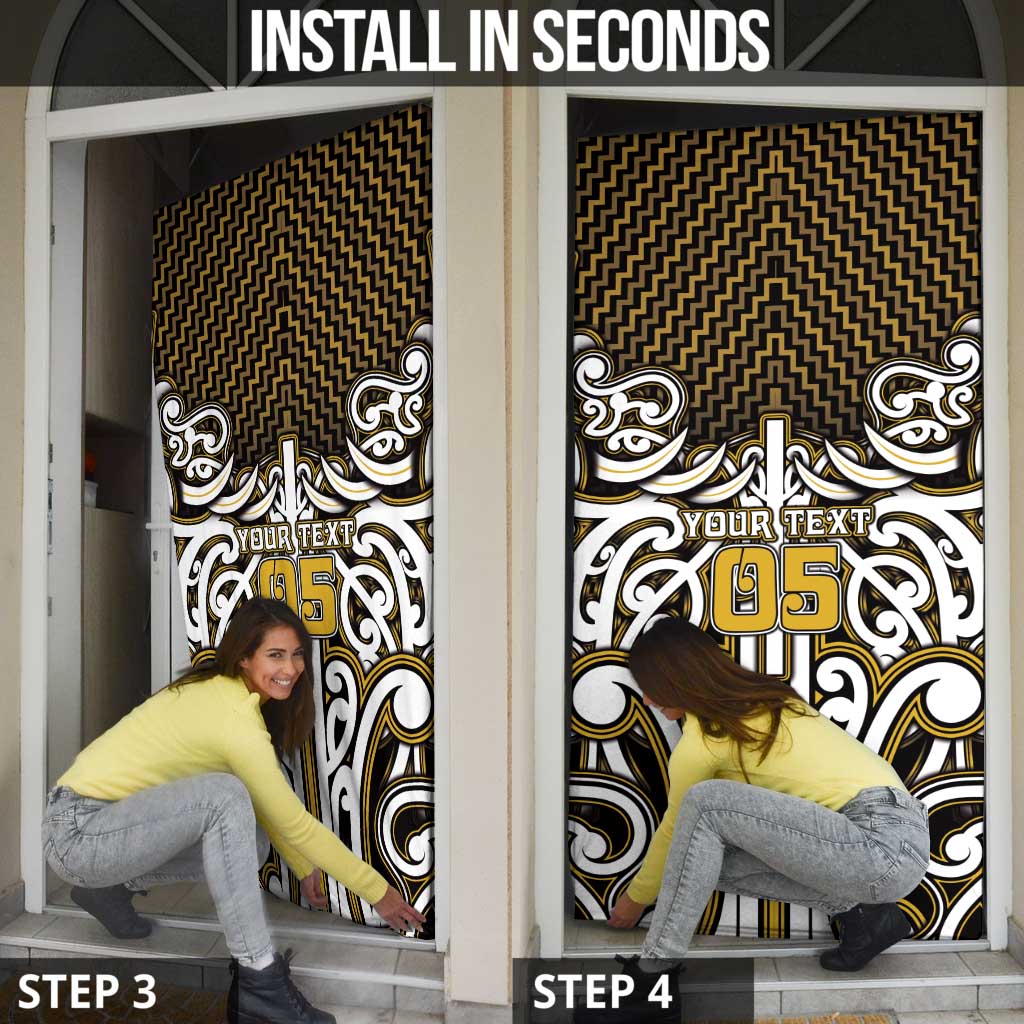 Custom Aotearoa Taranaki Door Cover Maori Tribal Pattern Mix Poutama LT05 - Polynesian Pride