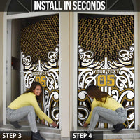 Custom Aotearoa Taranaki Door Cover Maori Tribal Pattern Mix Poutama LT05 - Polynesian Pride