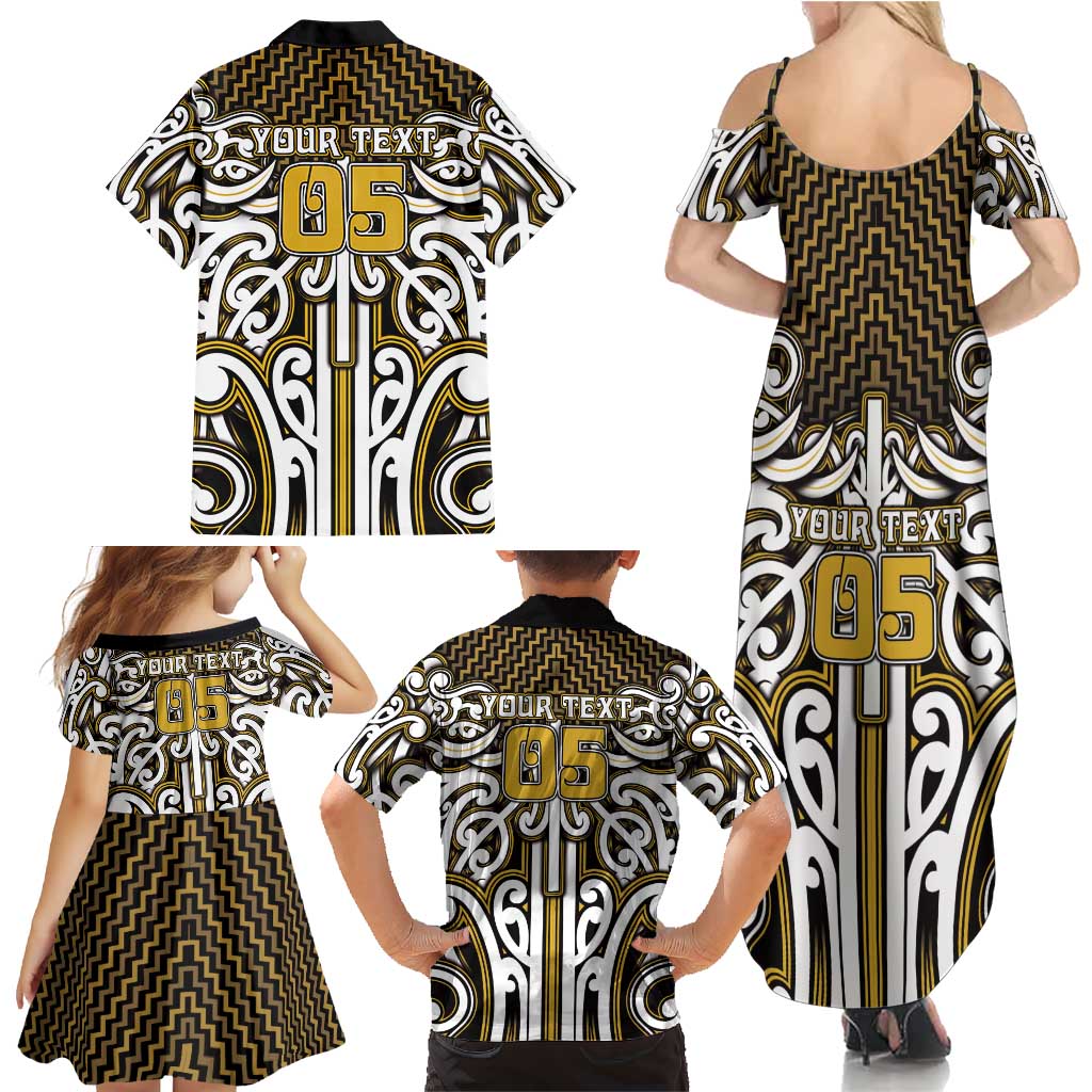 Custom Aotearoa Taranaki Family Matching Summer Maxi Dress and Hawaiian Shirt Maori Tribal Pattern Mix Poutama