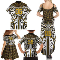 Custom Aotearoa Taranaki Family Matching Summer Maxi Dress and Hawaiian Shirt Maori Tribal Pattern Mix Poutama
