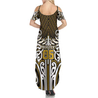 Custom Aotearoa Taranaki Family Matching Summer Maxi Dress and Hawaiian Shirt Maori Tribal Pattern Mix Poutama