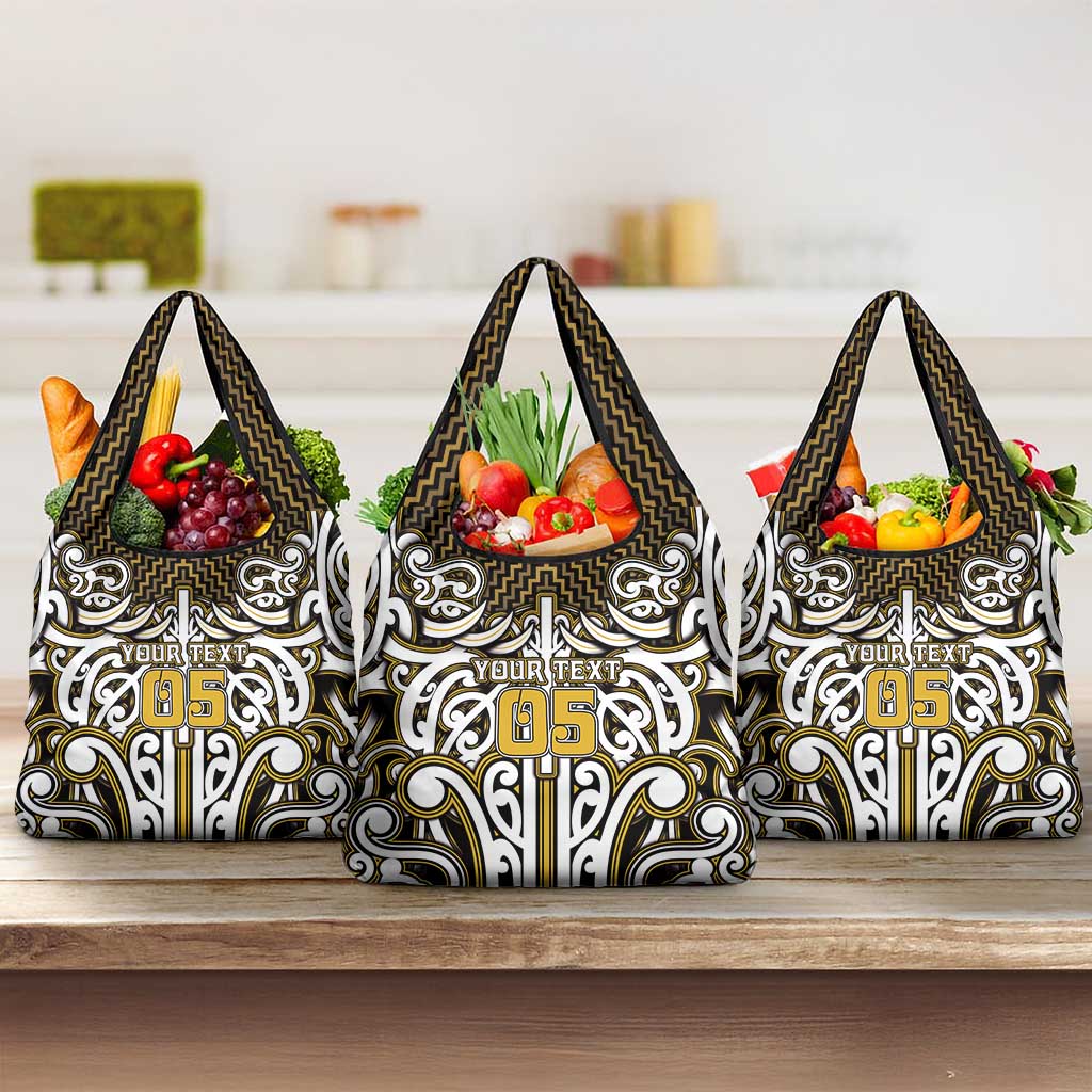 Custom Aotearoa Taranaki Grocery Bag Maori Tribal Pattern Mix Poutama LT05 3-pack One Size Yellow - Polynesian Pride