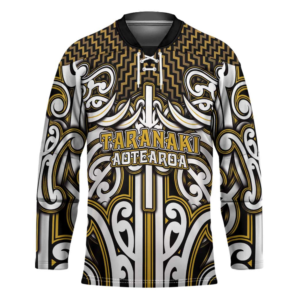 Custom Aotearoa Taranaki Hockey Jersey Maori Tribal Pattern Mix Poutama LT05 Unisex Yellow - Polynesian Pride