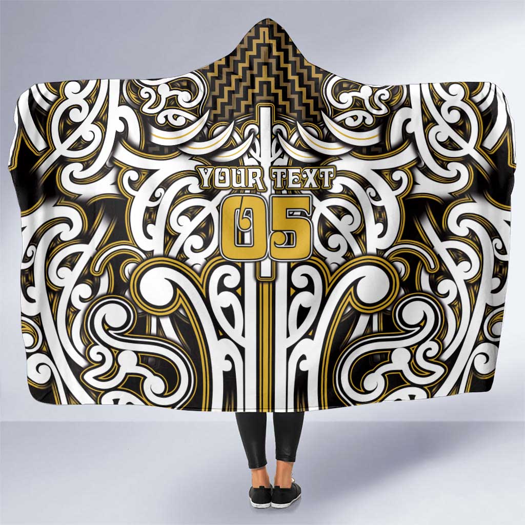 Custom Aotearoa Taranaki Hooded Blanket Maori Tribal Pattern Mix Poutama LT05 One Size Yellow - Polynesian Pride
