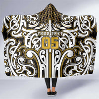 Custom Aotearoa Taranaki Hooded Blanket Maori Tribal Pattern Mix Poutama LT05 One Size Yellow - Polynesian Pride